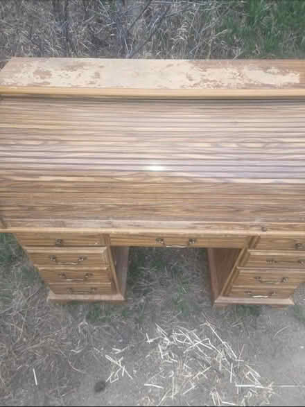 Photo of free Wooden Roll-top Desk (Evergreen/ by the rodeo) #2