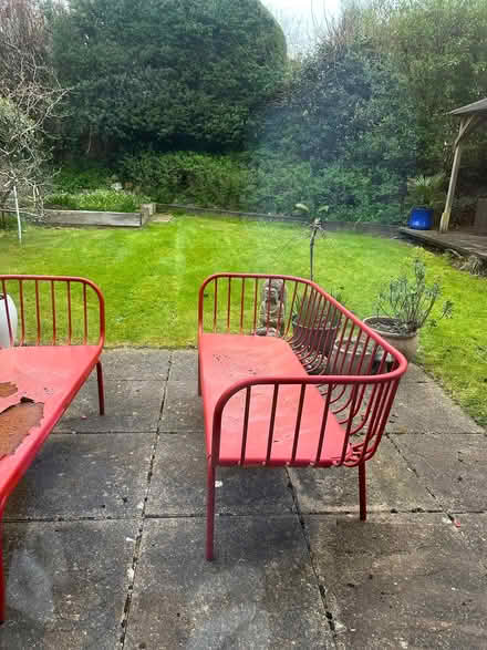 Photo of free Two (rusting) metal garden benches (Southborough TN4) #3