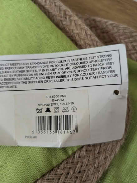 Photo of free 2 bright spring green 45 cm cushion covers (Grangeway area NN10) #1