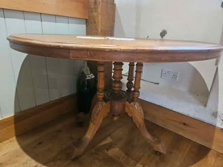 Photo of free Oval oak table with carved nal legs (Llansilin SY10) #1