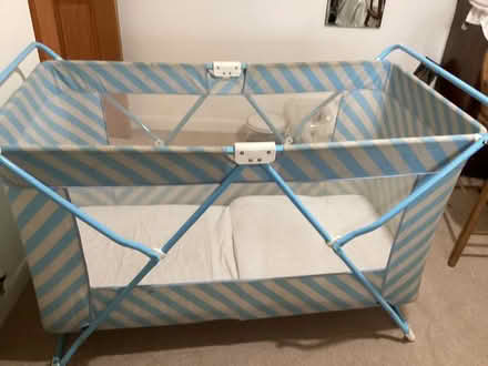 Photo of free large travel cot (mothercare) (Felindre LD7 1YR) #2