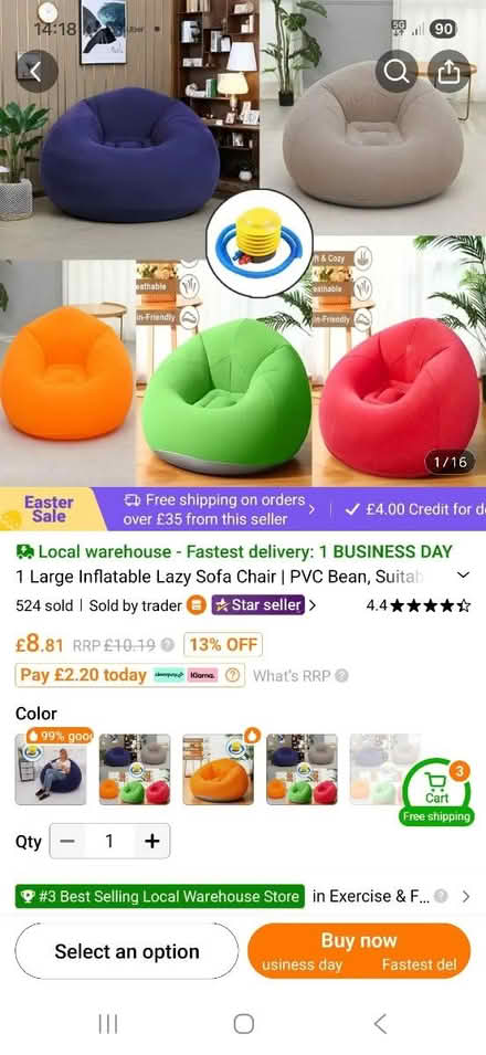 Photo of free Kids blow up chairs (Wickford SS11) #1