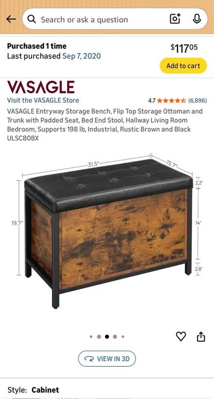 Photo of free Storage Bench (South Plainfield) #4