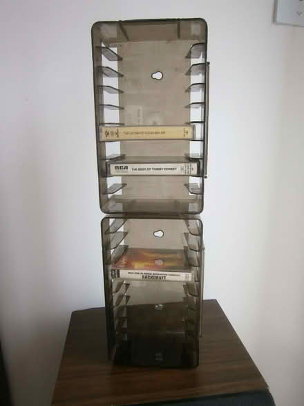 Photo of free Memorex Stakotape cassette storage racks (Denham UB9) #1