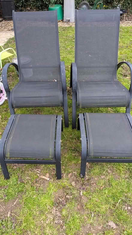 Photo of free 2 x garden chairs and footstools (Dukes ride LU7) #1