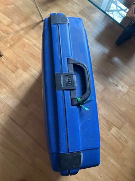 Photo of free Blue sturdy plastic luggage (Plaistow E139LX) #2