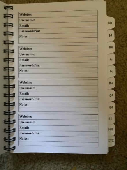 Photo of free Website address and password book (Cary near Reedy Creek schools.) #2