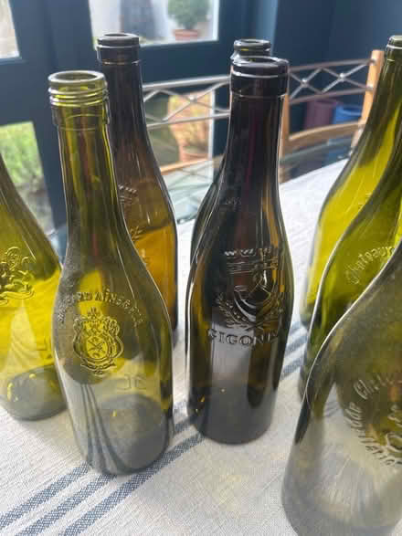 Photo of free Empty embossed green wine bottles (BT7) #2