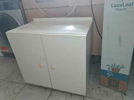 Photo of free Low white rolling cupboard (Dalston E8) #1
