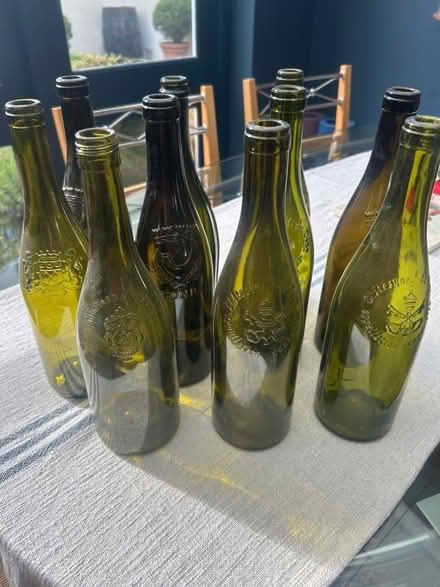 Photo of free Empty embossed green wine bottles (BT7) #1