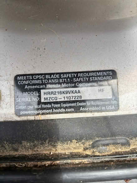 Photo of free Honda power assisted lawn mower (Simsbury) #4