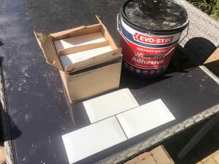 Photo of free Nearly full box B&Q white bevelled ceramic tiles (Denton M34) #1