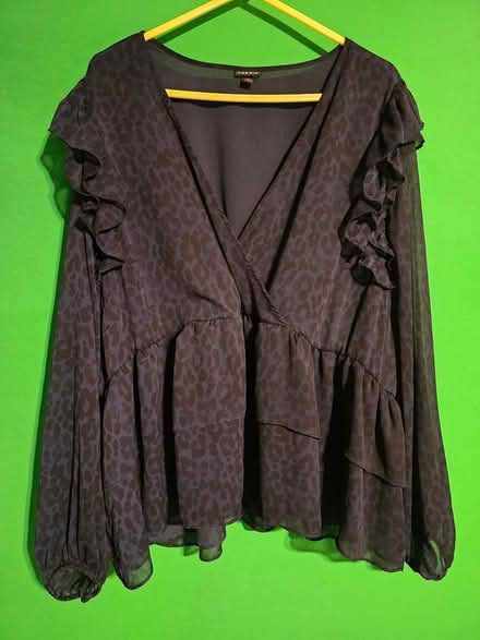 Photo of free Blue Leopard Ruffle Top (West 7th) #1