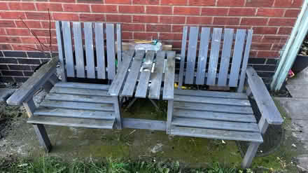Photo of free Grey garden love seat (Halewood L25) #1