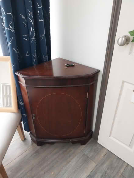 Photo of free Dark wooden locking corner cabinet (Merseybank estate M21 7PN) #1