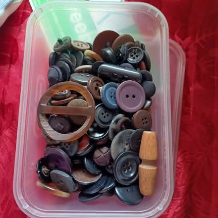 Photo of free Box of dark buttons (Denton's Green WA10) #1