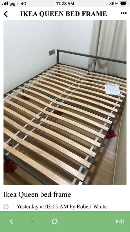 Photo of free Ikea Queen bed frame (River Valley) #1