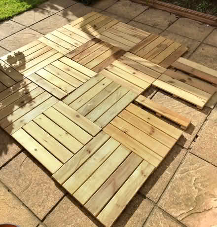 Photo of free 13 (whole) + 2 (cut down) decking boards 45cms /28” square (Braintree CM7) #1