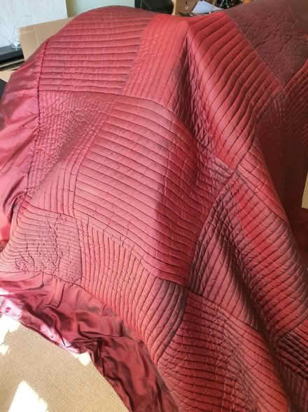 Photo of free Huge burgundy sateen throw/quilt. Approx 250cm x 230cm. (Congleton CW12) #1