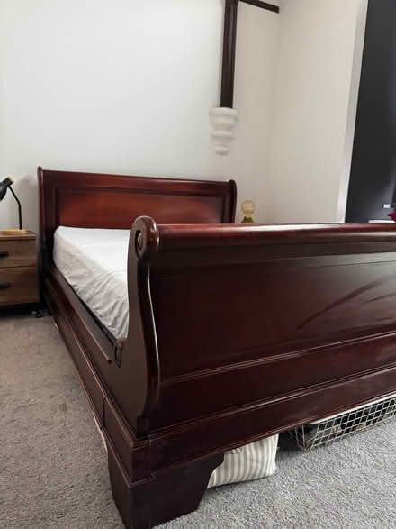 Photo of free King sized sleigh style mahogany bed frame. (Clevedon BS21) #1