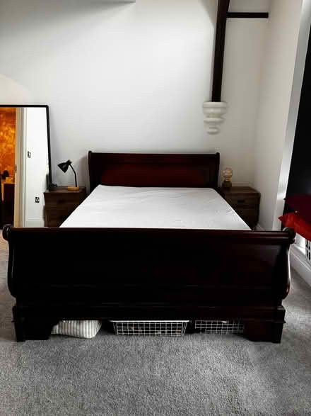Photo of free King sized sleigh style mahogany bed frame. (Clevedon BS21) #2