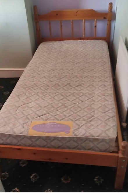 Photo of free Pine Single Bed With Mattress (Fair Oak SO50) #1