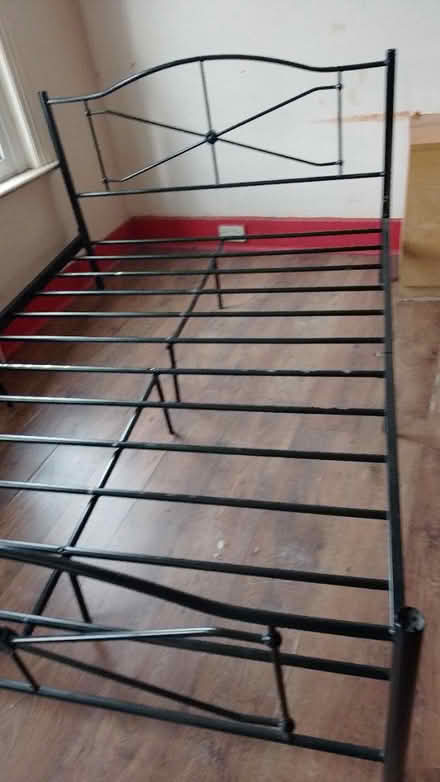 Photo of free Black metal Small double bed frame (Sl43js) #1