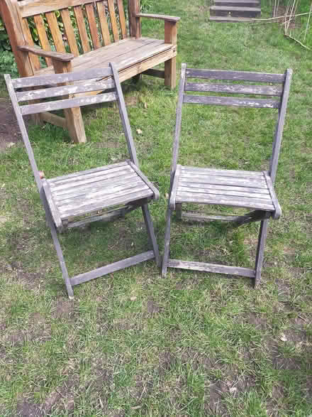 Photo of free Two wooden foldable garden chairs (Little Wenlock TF6) #1