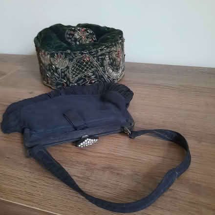 Photo of free Vintage silk handbag and velvet embroidered hat (Witton le Wear DL15) #1