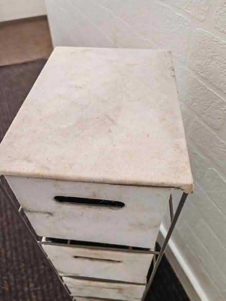 Photo of free Narrow fabric drawers grey marble (Blurton ST3) #3