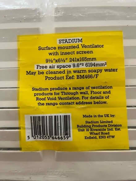 Photo of free Louvre ventilator, plastic (Barnard's Green WR14) #2
