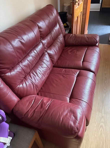 Photo of free Red Leather Sofa (Sneinton NG2) #1
