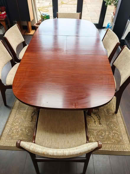 Photo of free 6 seater dining table, with chairs (Little Heath RM6) #1