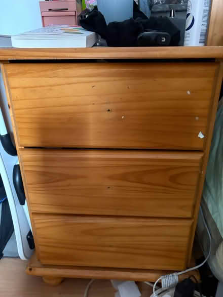 Photo of free bedside table 3 drawers (Cann Hall Rd E11) #1