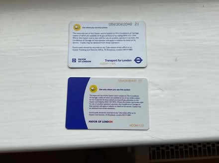 Photo of free 2 London Transport oyster cards (East Carleton NR14) #2