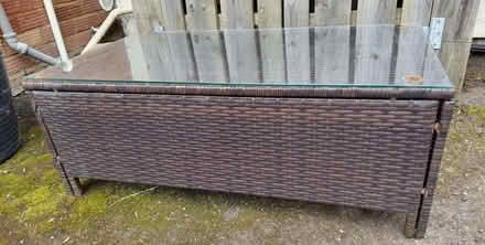 Photo of free Glass topped outdoor / garden coffee table (Colwall Stone WR14) #1