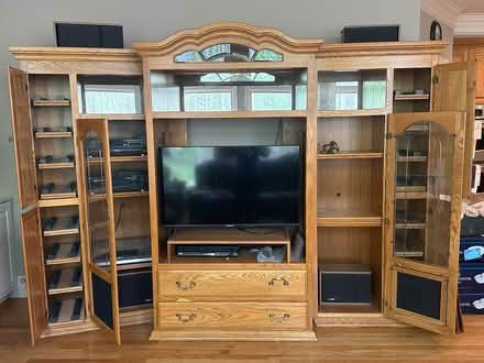 Photo of free Large oak entertainment center (Milton) #1