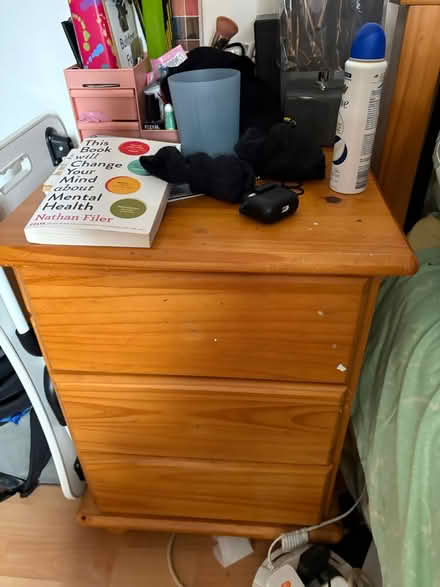 Photo of free bedside table 3 drawers (Cann Hall Rd E11) #3