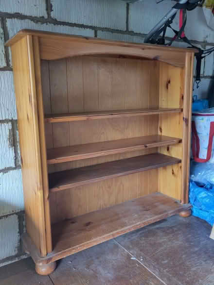 Photo of free Wooden shelving unit, three shelves (St Ives PE27) #1