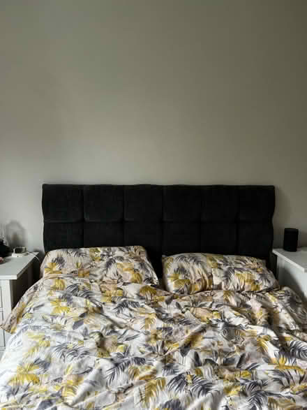 Photo of free Grey velvet king size headboard (Queens Park) #2