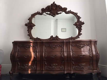 Photo of free Large wooden dresser w/mirror (Washington Heights) #1