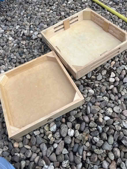 Photo of free 2 shallow wooden trays/boxes (Barnard's Green WR14) #1