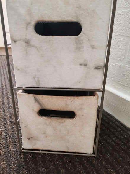 Photo of free Narrow fabric drawers grey marble (Blurton ST3) #2