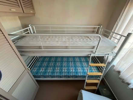 Photo of free Metal frame bunk bed with two mattresses (Tynemouth NE30) #1