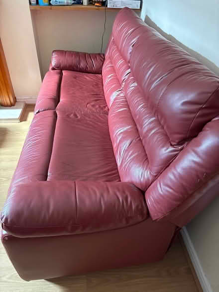 Photo of free Red Leather Sofa (Sneinton NG2) #2