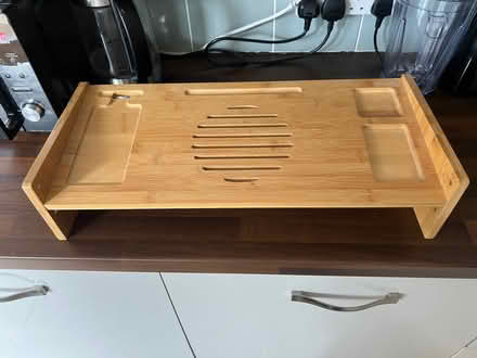 Photo of free Wooden Laptop stand with phone space and cable management (Greaves LA1) #1