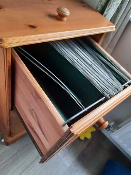Photo of free Wood Filing Cabinet/Storage Inc hanging files/plastic topper (Swindon SN1) #1