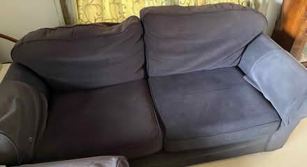 Photo of free 2 x blue 3 seater sofas (SP11 Kimpton, Hampshire) #2