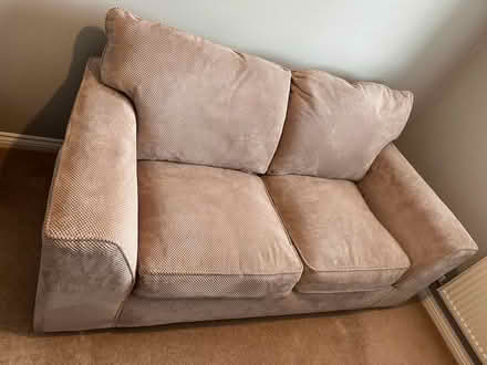 Photo of free 2 Seater Beige Corduroy Sofa (Kinglassie KY5) #2