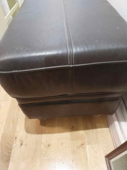 Photo of free Brown leather pouffe (Leytonstone, E11) #1